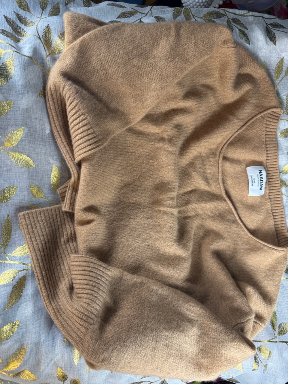 NAADAM Tan Brown Relaxed Fit Oversized Lightweight Cashmere Boatneck Sweater XL - Picture 5 of 6